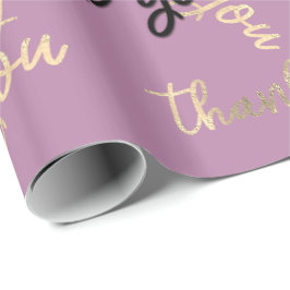 Thank You Pink Purple金ゴールドCaliggraphy Script ラッピングペーパー