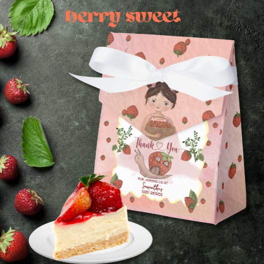 Thank You" Pink Strawberry Baby Shower フェイバーボックス