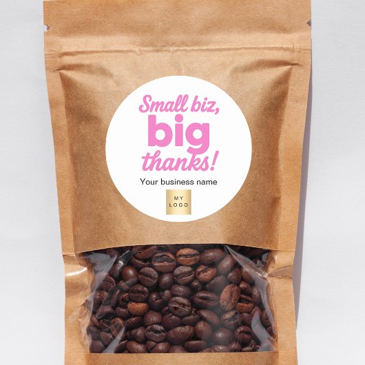 Thank you pink white business logo ラウンドシール