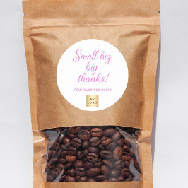 Thank you pink white script business logo ラウンドシール