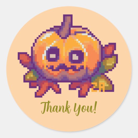 Thank You Pixel Art, Pixelart Pumpkin ラウンドシール (正面)