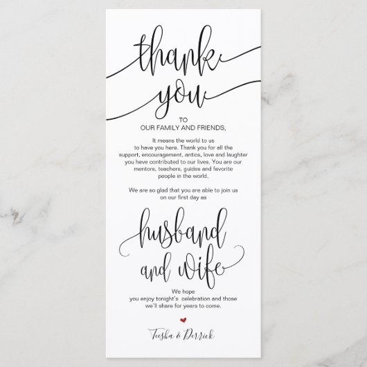 Thank you Place Setting Card for 結婚's Dinner v1 プログラム (正面)