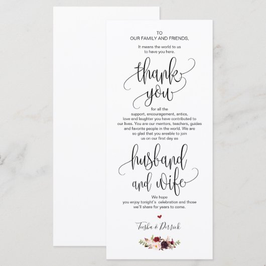 Thank you Place Setting Card for 結婚's Dinner v3 プログラム (正面/裏面)