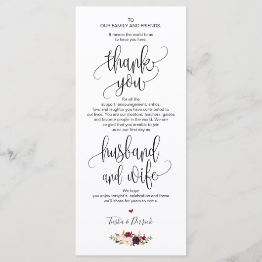 Thank you Place Setting Card for 結婚's Dinner v3 プログラム (正面)