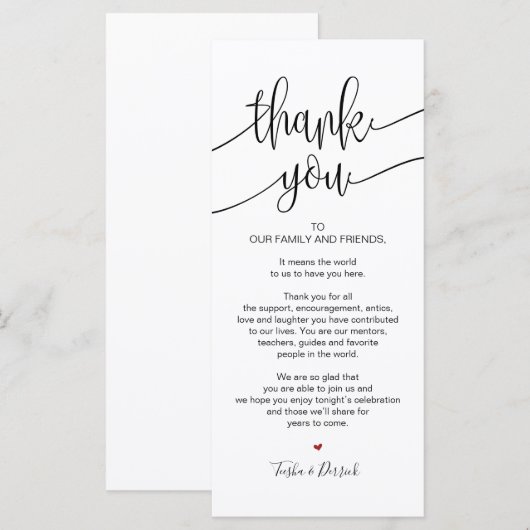 Thank you Place Setting Card for 結婚's Dinner v9 プログラム (正面/裏面)