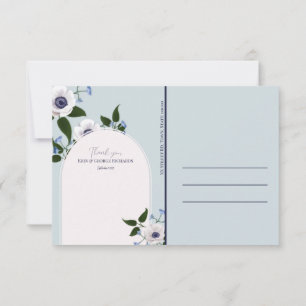 Thank You Post Card: Anemone & blue delphinium サンキューカード
