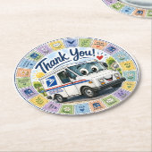 Thank you Postal Workers  ラウンドペーパーコースター (アングル)