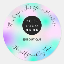 Thank You Purchase Boutique Logoピンクブルーアクア ラウンドシール
