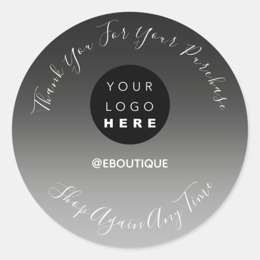 Thank You Purchase Boutique Online Logoブラックグレー ラウンドシール (正面)