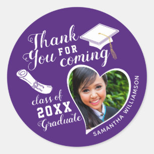 Thank You Purple and White Class 2025卒業 ラウンドシール