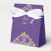 Thank You, Purple Mauve Flowers & White Wedding  フェイバーボックス (正面サイド)