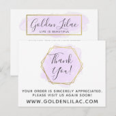 Thank You Purple Water Color & モダン金ゴールドGeo ポストカード (正面/裏面)