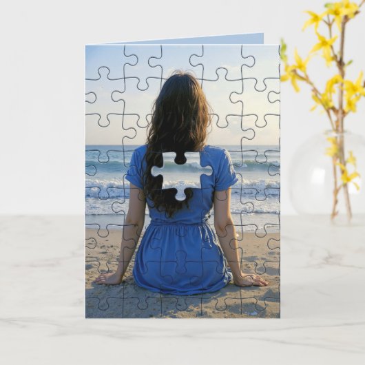 Thank You Puzzle Piece Missing カード (黄色い花)