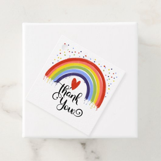 THank you Rainbow squareステッカーメッセージカード フェイバータグ (インサイチュ)