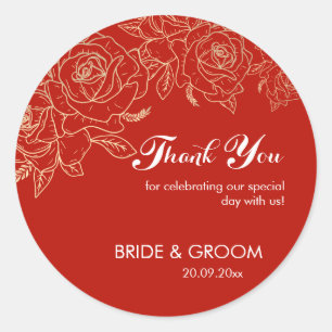 Thank You Red & White 結婚's ラウンドシール