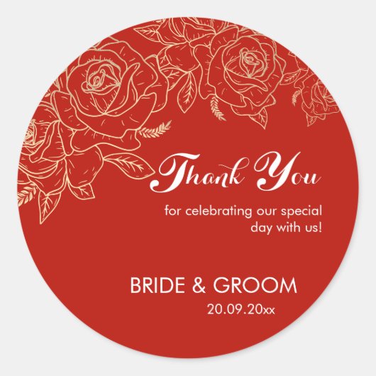 Thank You Red & White 結婚's ラウンドシール (正面)