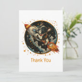 Thank You Rocket Ship Bulldog宇宙飛行士フランスのに感謝 サンキューカード (スタンド正面)