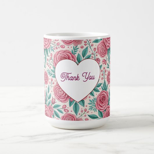 Thank You Rose Heart Floral Mug コーヒーマグカップ (中央)