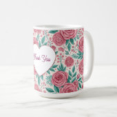 Thank You Rose Heart Floral Mug コーヒーマグカップ (正面右)