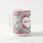 Thank You Rose Heart Floral Mug コーヒーマグカップ (正面左)
