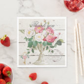 Thank you Rustic wood Botanical family dining time スタンダードランチョンナプキン (インサイチュ)