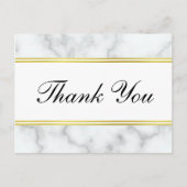 Thank You Script エレガント White Marble & フェイク金ゴールド ポストカード (正面)