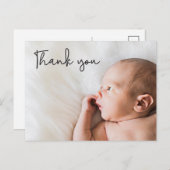 Thank you Script パーソナライズされた Photo Baby Shower 案内ポストカード (正面/裏面)