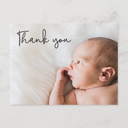 Thank you Script パーソナライズされた Photo Baby Shower 案内ポストカード (正面)