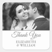 Thank You Script 結婚's Photo Silver Favy スクエアシール (正面)