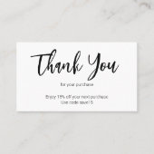 Thank You Script Black and White Businessロゴ 割引カード (正面)