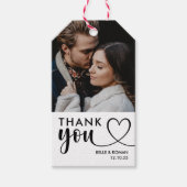 Thank You Script Black & White Photo 結婚's Gift ギフトタグ (正面)