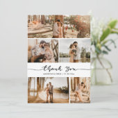 Thank You Script Elegant Wedding Photo Collage サンキューカード (スタンド正面)