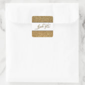 Thank You Script, Gold Glitter w/ White Band スクエアシール (バッグ)
