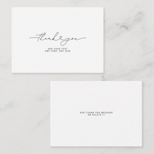 Thank You Script Heart Elegant 3,5"X2.5" ノートカード (正面/裏面)