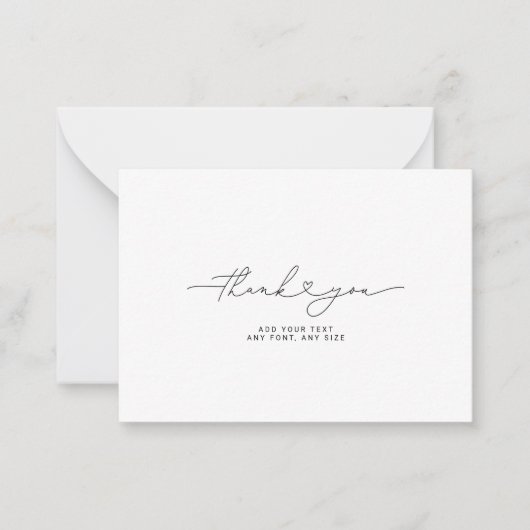 Thank You Script Heart Elegant 3,5"X2.5" ノートカード (正面)