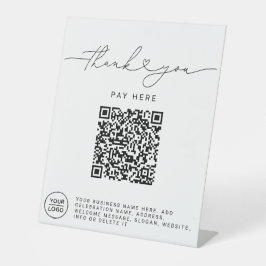 Thank You Script Heart Scan Me QR Code Logo 台座サイン