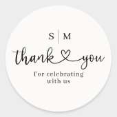 Thank You Script Heart Wedding Round Sticker ラウンドシール