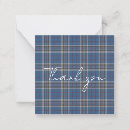 Thank You Script Plaid Tartan Thompson Rustic ノートカード (正面)