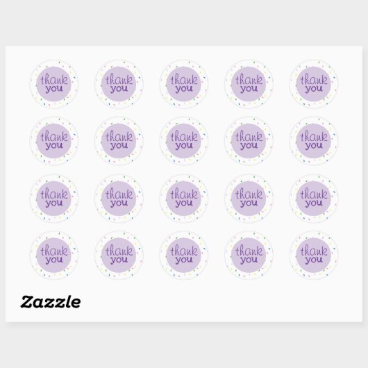Thank You Script Sprinkles Pattern ラウンドシール (シート)