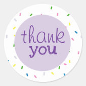 Thank You Script Sprinkles Pattern ラウンドシール (正面)