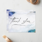 Thank You Script Waterカラー金ゴールド エレガント ノートカード (正面/裏面インサイチュ)