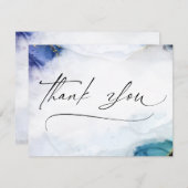 Thank You Script Waterカラー金ゴールド エレガント ノートカード (正面/裏面)