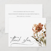 Thank You Script Water Color Wildflowers ノートカード (正面/裏面)