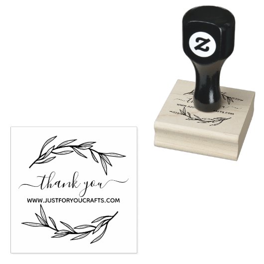 Thank You Script Website Laurel Leaf ラバースタンプ (押印)