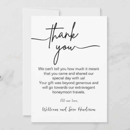 Thank You Script Wedding Photo Thank You Card サンキューカード (正面)
