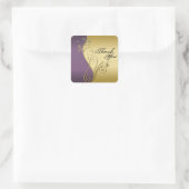 Thank You Seal - Classy Purple & 結婚金ゴールド スクエアシール (バッグ)