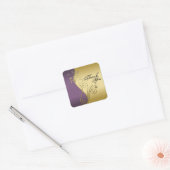 Thank You Seal - Classy Purple & 結婚金ゴールド スクエアシール (封筒)