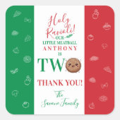 Thank You Second Birthday Party Italian Meatball スクエアシール (正面)