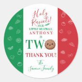 Thank You Second Birthday Party Italian Meatball ラウンドシール (正面)