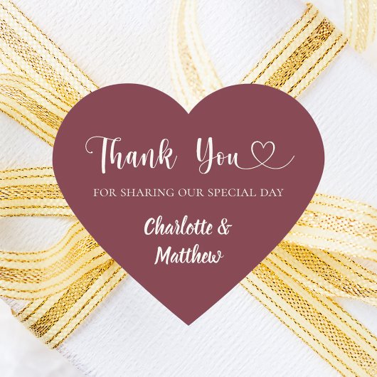 Thank you sharing our day burgundy ivory wedding ハートシール